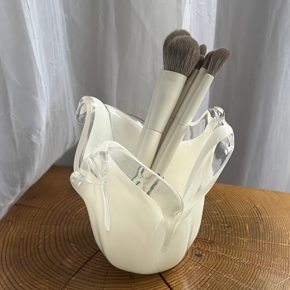 🤍Murano // White Tulip Flower Candle Holder🤍